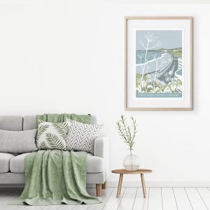 coastal art featuring torre abbey sands in Torquay, Devon