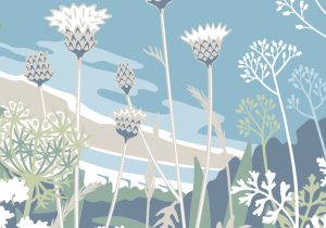 coastal art print of meadfoot beach in Torquay, South Devon