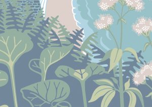 illustration of Oddicombe beach in Torquay, coastal art print