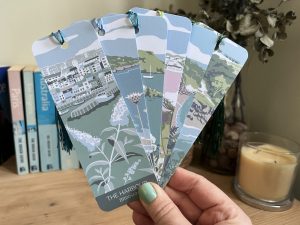 Art bokmark with illustration of the harbour in Brixham, Devon