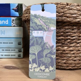 Art bookmark featuring illustration of Oddicombe in Torquay, Devon