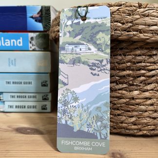 art bookmark featuring illustration of Fishcombe Cove in Brixham,