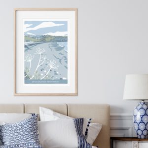 illustration of Broadsands beach in Paignton, south Devon by Beth Hill