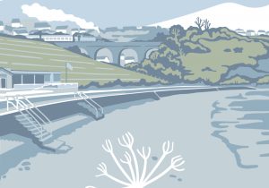 illustration of Broadsands beach in Paignton, south Devon by Beth Hill