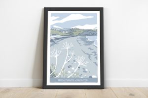 illustration of Broadsands beach in Paignton, south Devon by Beth Hill