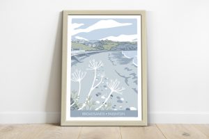 illustration of Broadsands beach in Paignton, south Devon by Beth Hill