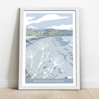 illustration of Broadsands beach in Paignton, south Devon by Beth Hill