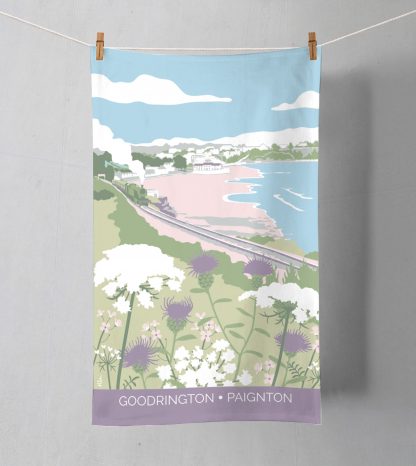 tea towel with illustration of Goodrington in paignton