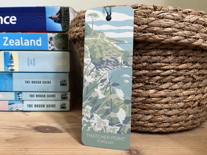 Bookmark featuring illustration of Thatcher point in Torquay by south Devon artist Beth Hill