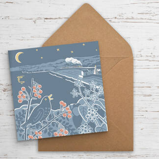 Christmas card with brown envelope